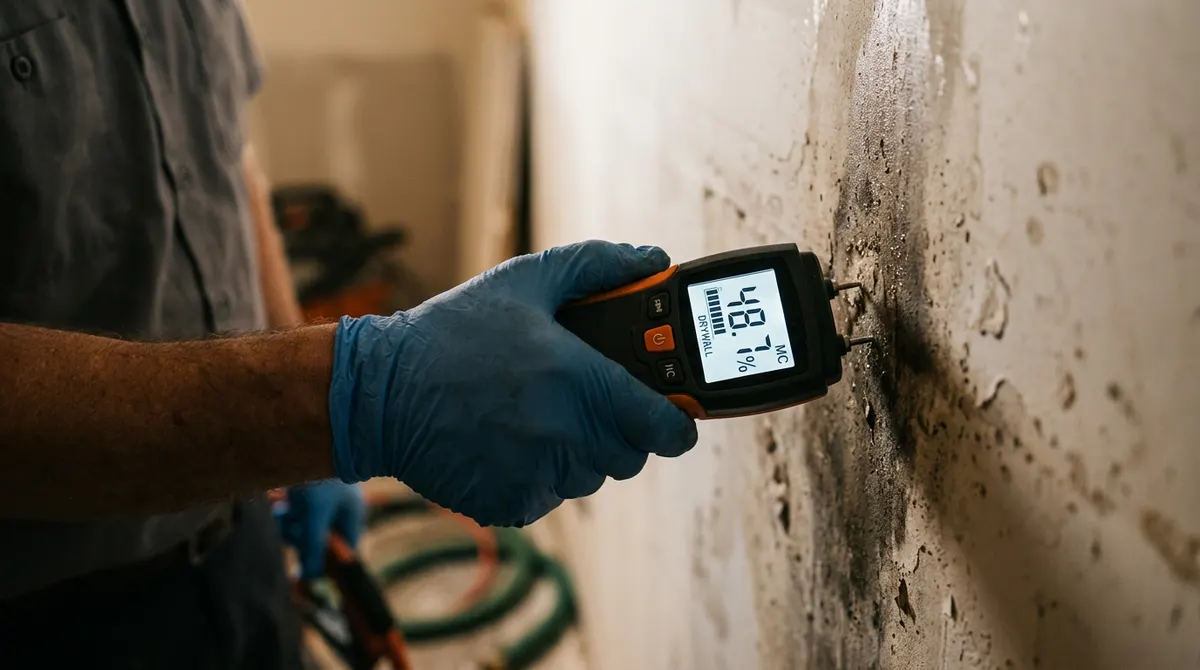 Close-up of Structural Drying & Dehumidification work by Gold Tech Restoration in Bellport
